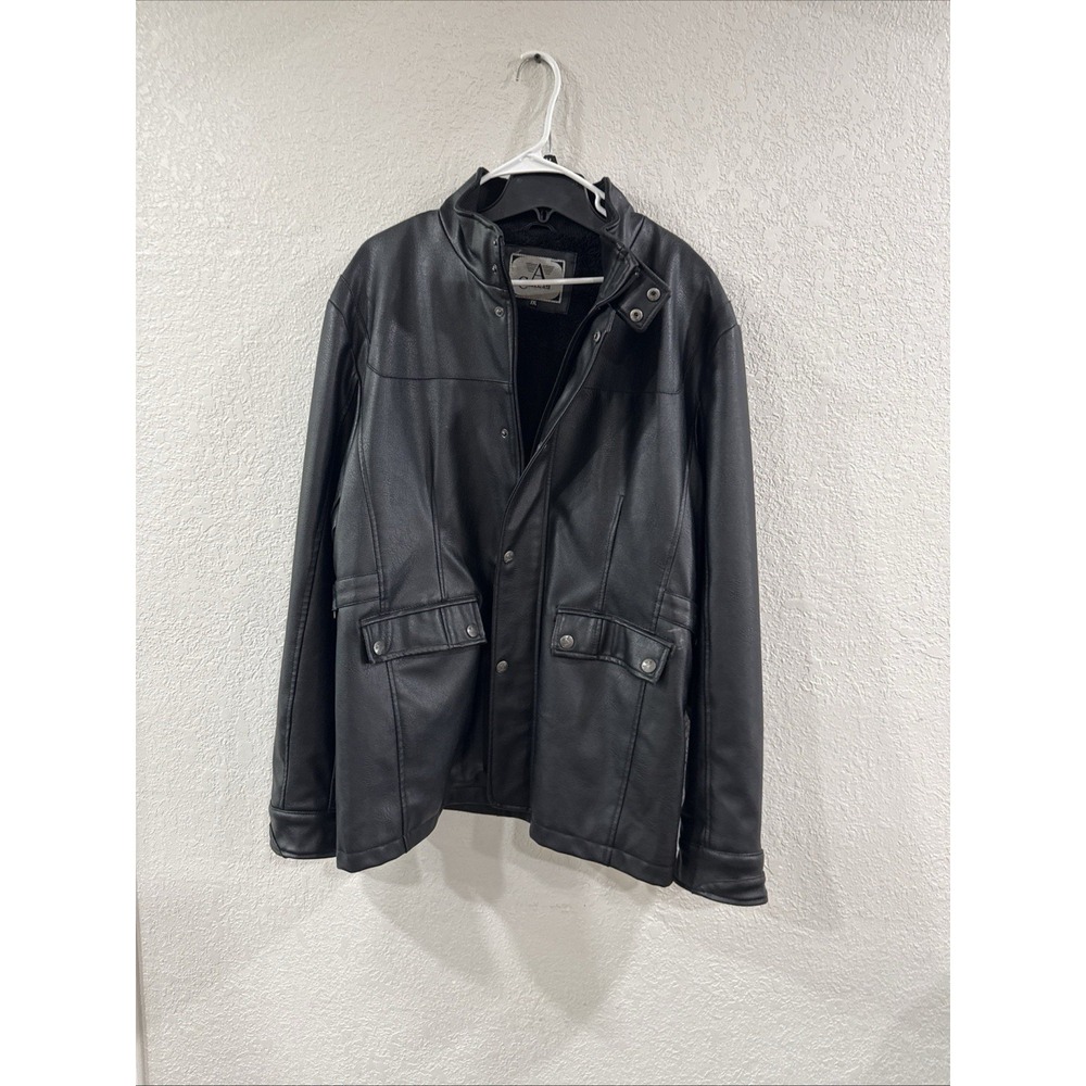 A Collezioni Leather Coat XXL Black Full Zip Made In Italy Soft Leather